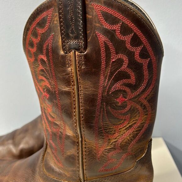 Ariat Quickdraw Square Toe Brown Leather Cowboy Boots 10004853 Sz 5 - Picture 2 of 8